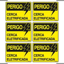 Combo 6 Placas De Sinalização Perigo Cerca Eletrificada 20x15 Ekomunike - S-219 F9e Combo 6 Placas De Sinalização Perigo Cerca Eletrificada 20x15 Ekomunike - S-219 F9e
