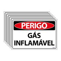Combo 6 Placas De Sinalização Perigo Gás Inflamável 30x20 Ecom IA - SP26 F9e