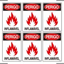 Combo 6 Placas De Sinalização Perigo Inflamável 20x30 Ekomunike - S-208 F9e Combo 6 Placas De Sinalização Perigo Inflamável 20x30 Ekomunike - S-208 F9e