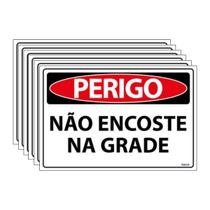 Combo 6 Placas De Sinalização Perigo Não Encoste Na Grade 30x20 Ecom IA - SP86 F9e