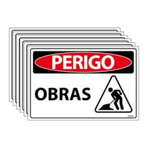 Combo 6 Placas De Sinalização Perigo Obras 30x20 Ecom IA - SP111 F9e