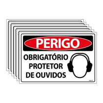Combo 6 Placas De Sinalização Perigo Obrigatório Protetor De Ouvidos 30x20 Ecom IA - SP34 F9e