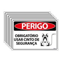 Combo 6 Placas De Sinalização Perigo Obrigatório Usar Cinto De Segurança 30x20 Ecom IA - SP79 F9e