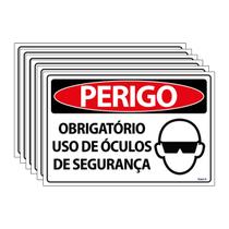 Combo 6 Placas De Sinalização Perigo Obrigatório Uso De Óculos De Segurança 30x20 Ecom IA - SP32 F9e