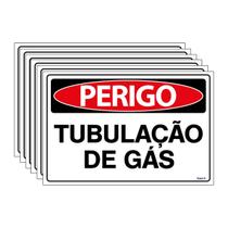 Combo 6 Placas De Sinalização Perigo Tubulação De Gás 30x20 Ecom IA - SP20 F9e