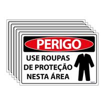 Combo 6 Placas De Sinalização Perigo Use Roupas De Proteção Nesta Área 30x20 Ecom IA - SP35 F9e