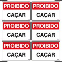 Combo 6 Placas De Sinalização Proibido Caçar 30x20 Ekomunike - P-16 F9e Combo 6 Placas De Sinalização Proibido Caçar 30x20 Ekomunike - P-16 F9e