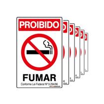 Combo 6 Placas De Sinalização Proibido Fumar 20x30 Qi Comunicação - P-5 Q1a