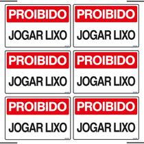 Combo 6 Placas De Sinalização Proibido Jogar Lixo 30x20 Ekomunike - P-10 F9e