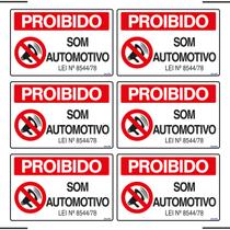 Combo 6 Placas De Sinalização Proibido Som Automotivo 30x20 Ekomunike - S-233/1 F9e