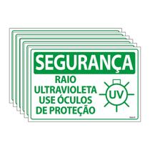 Combo 6 Placas De Sinalização Segurança Raio Ultravioleta Use Óculos De Proteção 30x20 Ecom IA - SS17 F9e