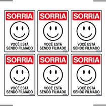 Combo 6 Placas De Sinalização Sorria Você Está Sendo Filmado 15x20 Ekomunike - P-26 F9e Combo 6 Placas De Sinalização Sorria Você Está Sendo Filmado 15x20 Ekomunike - P-26 F9e