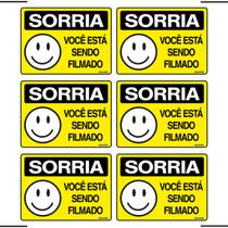 Combo 6 Placas De Sinalização Sorria Você Está Sendo Filmado 20x15 Ekomunike - P-25 F9e