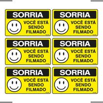 Combo 6 Placas De Sinalização Sorria Você Está Sendo Filmado 25x15 Ekomunike - P-24/1 F9e