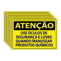 Combo 6 Placas De Sinalização Use Óculos De Segurança E Luvas Quando Manusear Produtos Químicos 30x20 Ecom IA - SA32 F9e Combo 6 Placas De Sinalização Use Óculos De Segurança E Luvas Quando Manusear Produtos Químicos 30x20 Ecom IA - SA32 F9e