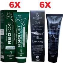 Combo 6 Pomada Massageadora Fisio Fort + 6 Gel Massageador Cartilagem de Tubarão