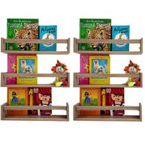 Combo 6 Prateleiras Estantes Revisteiro Quarto Infantil Nicho Sala de Leitura Mdf madeira 55cm