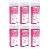 Combo 6 refil cera roll on rosa 100g depilação depilflax