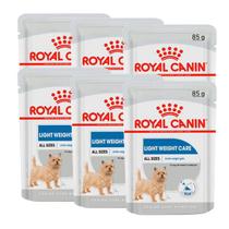 Combo 6 Sachês Ração Úmida Royal Canin Cães Adultos Light Weight Care 85g