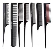 Combo 7 pentes profissionais de carbono marco boni para barbeiro e cabeleireiros