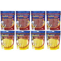 Combo 8 Unidades Petisco Para Cachorro Ossinho Palito Deliciosso 4 Carne e 4 Frango
