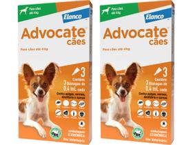 Combo Advocate Cão 0,4ml Até 4kg - 3 Pipetas - 2 Unidades