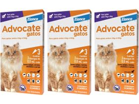Combo Advocate Gatos 0,8ml 4 À 8kg - 3 Pipetas - 3 Unidades Combo Advocate Gatos 0,8ml 4 À 8kg - 3 Pipetas - 3 Unidades