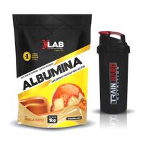 Combo Albumina Sabor Vanilla Toffee 1kg XLab + Coqueteleira Shaker 600ml