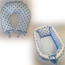 Combo Almofada De Amamentação +Ninho Bebê Pérola Azul Claro 100% Algodão Super Confortável Combo Almofada De Amamentação +Ninho Bebê Pérola Azul Claro 100% Algodão Super Confortável