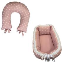 Combo Almofada De Amamentação +Ninho Bebê Pérola Salmão100% Algodão Super Confortável Combo Almofada De Amamentação +Ninho Bebê Pérola Salmão100% Algodão Super Confortável