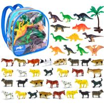 Combo Animais de Plástico com Mochila Infantil de Bichinhos