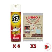 Combo Anti Traças Set Inset 4 Un + Cartela Jimo 5 Un