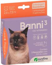 Combo Antipulgas Ourofino Banni 3 para Gatos de 2,6 a 7,5 Kg - 3 bisnagas