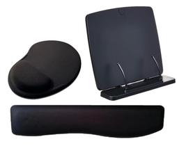 Combo - Apoio p/ Leitura e Tablet / Mousepad e Apoio De Pulso P/ Teclado(keypad) Preto Liso