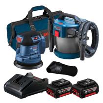 Combo Aspirador de Pó 18V GAS 18V-10L SB Lixadeira Roto Orbital 5" GEX 185-LI BL SB - BOSCH