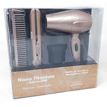 Combo BaByliss PRO Rose Gold Prancha + Mini Secador + Pente