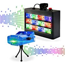 Combo Balada Strobo Rgb 108 Led's + 01 Mini Flash RGB com Sensor Rítmico