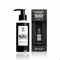 Combo Balm Black Control Escurecedor Gradual Preenchedor Falhas Barba Fios Brancos