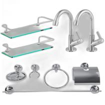 Combo Banheiro / 2 Torneiras 123 + 2 Porta Shampoo Reto + 1