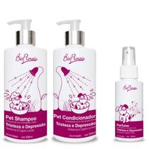Combo Banho cães tratamento floral para cachorro: Kit Shampoo, Condicionador e Perfume veterinário Tristeza e Depressão Combo Banho cães tratamento floral para cachorro: Kit Shampoo, Condicionador e Perfume veterinário Tristeza e Depressão