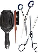 Combo barbearia tesouras+escova topete+raquete marco boni Combo barbearia tesouras+escova topete+raquete marco boni