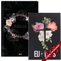 Combo Bíblia Sagrada NVI Capa Dura Letra Normal Leão Pão Diário + Devocional Eu e Deus Flores Cruz Livro de Oração - Igreja Cristã Amigo Evangélico