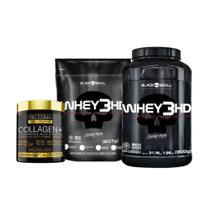 Combo Black Skull Whey 3HD 900g + Whey Refil 3HD 837g+ Collagen hyaluronic Belíssima 216g