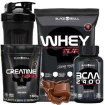 Combo Black Skull: Whey Turbo 907g + Creatina Turbo Refil 150g + Bcaa 30 tabs + Coqueteleira Shakeira