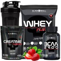 Combo Black Skull: Whey Turbo 907g + Creatina Turbo Refil 150g + Bcaa 30 tabs + Coqueteleira Shakeira