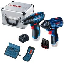 Combo Bosch Gsr 120-li + Gdr 120-li com 2 baterias de 2ah Maleta Alum + Acessórios