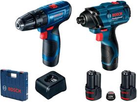 Combo bosch parafusadeira impacto+chave de impacto 12v c/2bat car