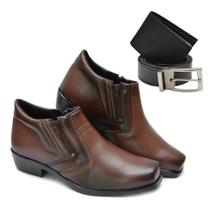 Combo Bota Cano Curto Bico Quadrado Masculina C/zíper+ Cinto