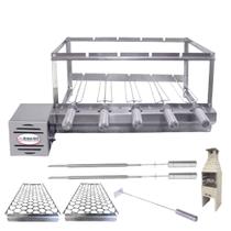 Combo Brasa Grill Gira 5 Espetos para Churrasqueiras Pré Moldadas de 65cm de Espaço Interno Largura