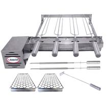 Combo Brasa Grill Tradicional Gira 4 Espetos Churrasqueira Giratória Bi Volts Combo Brasa Grill Tradicional Gira 4 Espetos Churrasqueira Giratória Bi Volts